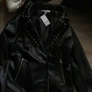Faux leather (pleather)  black bomber jacket